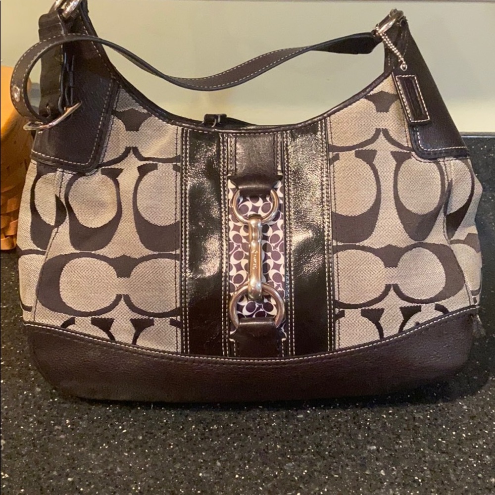 Coach leather/cloth bag